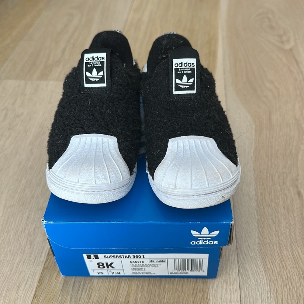 Adidas Kids Superstar 360 Black Shoes sz 8K